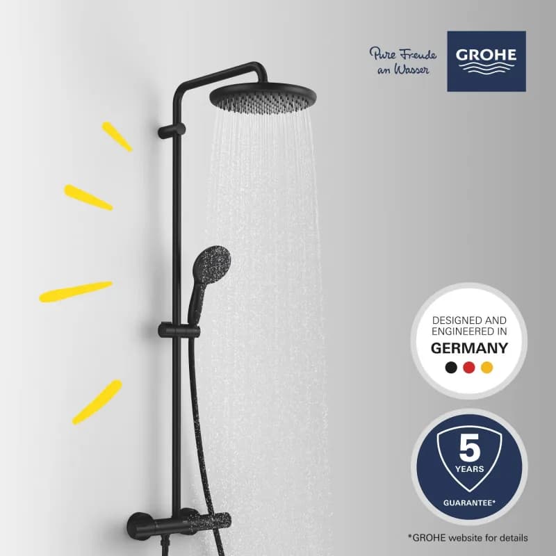 GROHE QuickFix Vitalio Start Systeem 250 Douchesysteem met thermostaatkraan Mat Zwart